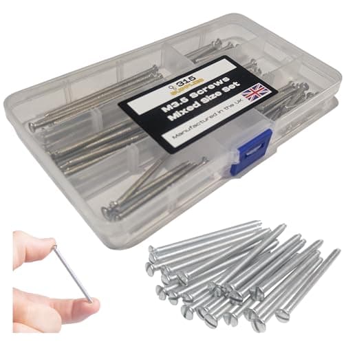 Image of 315 Supplies Pack of 55 Mixed M3.5 Screws 35mm, 40mm,50mm and 75mm Long Assorted Electrical Machine Screw for Light Switch and Plug Sockets Nickel Plated DIY Slotted Head (55 Piece Set)