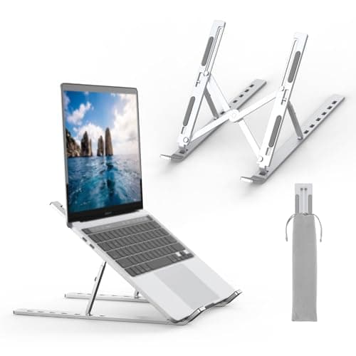 Image of GRIFEMA GB1054 Laptop Stand for Desk, Adjustable Laptop Riser, Portable Laptop Stand with 7 Angle Adjustment for 10”-17.3” Laptops, Tablets