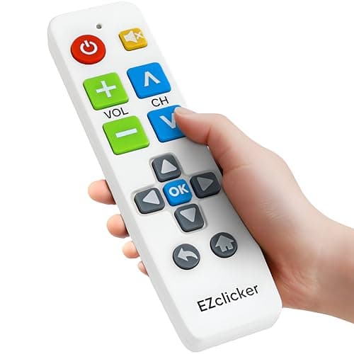 Image of EZclicker Big Button Universal TV Remote (Black) Simple Easy to Use, Great for Seniors, Works with Major TV Brands (2xAAA Batteries Not Included) (White)