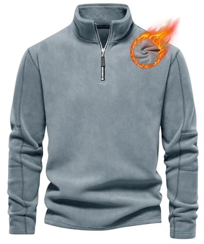 Image of Livonmone Men’s Fleece Half Zip Pullover Soft Warm Casual Sweatshirt for Autumn Winter Outdoor Blue S