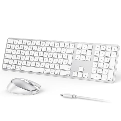 Image of OMOTON Wireless Bluetooth Keyboard Mouse Rechargeable for Mac OS, Wireless Keyboard and mouse Set for MacBook Air/MacBook Pro/iMac, Multi-Device Ultra Slim, Quiet Typing, QWERTY UK Layout, Silver