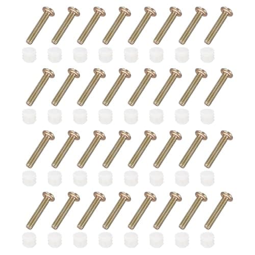 Image of sourcing map 50Pcs Plastic Hinge Dowel Inserts, M4 x 8mm Furniture Pre-Inserted Nuts with Threaded with Metric Machine Screws for Kitchen Cabinet Door Hinges, White