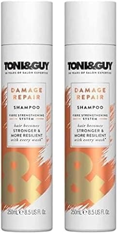 Image of Toni & Guy Professional Damage Repair Shampoo With Keratin Active Technology Patented Fibre Strengthening System Designed To Strengthen And Nourish Dry, Brittle And Damaged Hair 250ml (Pack of 2)