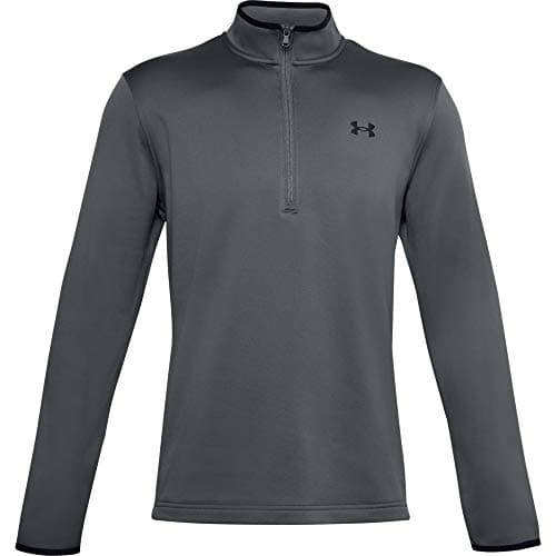 Image of Under Armour Armour Fleece 1/2 Zip, Elasticated and Breathable Long Sleeve Fleece, Comfortable Half Zip Running Top Men, Black (Pitch Gray / Black), S