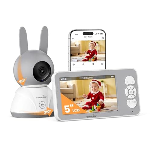 Image of wansview Video Baby Monitor Camera, Dual-Band WiFi Baby Monitor with Camera and Night Vision, APP & 5" Battery Screen Control, Human&Sound Detection, 2 Way Talk, Auto Tracking, Pan/Tilt, Lullabies, V1