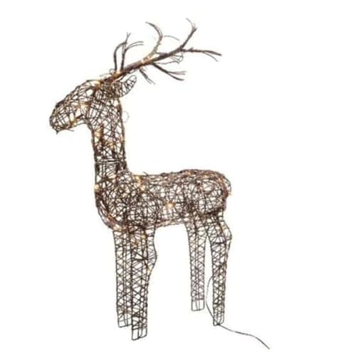 Image of Kaemingk 83cm Brown Outdoor Standing Wicker Reindeer Decoration With LED Lights