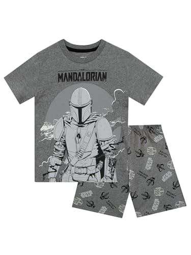 Image of Star Wars Pyjamas Boys | The Mandalorian Short Pyjama Set For Kids | Short Cotton Pyjamas For Boys | Grey 4-5 Years