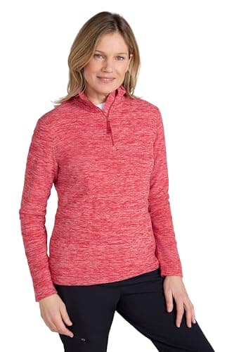 Image of Mountain Warehouse Snowdon Womens Fleece Top - Warm Ladies Pullover, Lightweight Sweater, Half Zip, Breathable & Quick Drying - Spring Summer, Walking, Travel Red Women's Size 12