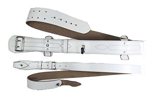 Image of Sam Browne Belt + Shoulder Strap White Leather Chrome Uniform Accessories R247 (Size 38)