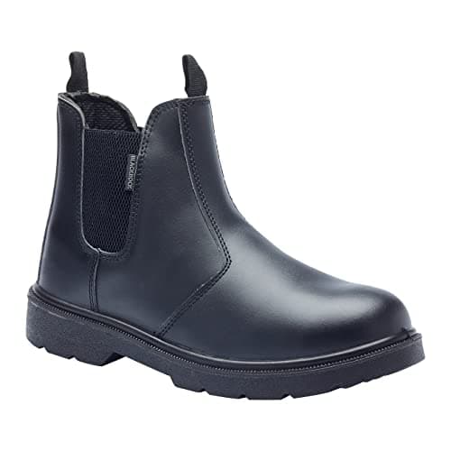 Image of Blackrock Dealer Work Safety Boots, Steel Toe Cap, Chelsea Boots, Mens Womens Ladies, Safety Shoes, Gardening, Black, Horse Riding, Yard, Slip On Shoes, Lightweight - Size 8