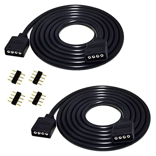 Image of LITAELEK 2 x 2 m RGB LED Strip Extension Cable 4-Pin Connector Band Connection Extension for 5050 3528 2835 Strip, Black
