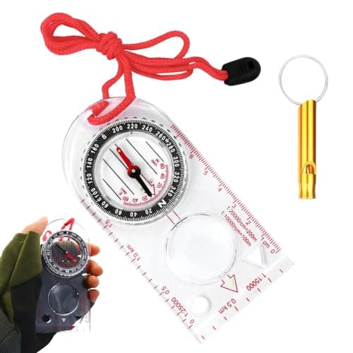 Image of 1Pc Navigation Compass,Hiking Compass with Luminous Function,with 1 Whistle,Pocket Compass for Expedition Map Reading,Navigation,Orienteering and Survival,for Outdoor Adventure Enthusiasts