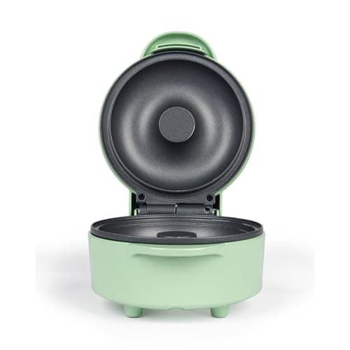 Image of Giles & Posner Doughnut Maker – Single Large Donut Machine, PFAS-Free Non-Stick Coating, Easy Clean, 12.5 cm Plate Size, Indicator Lights, Sweet Treats, Cool Touch Handle, Sorbet Green, 550 W
