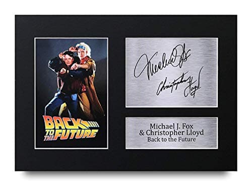 Image of HWC Trading Back to the Future A4 Printed Autograph Signed Michael J Fox Christopher Lloyd Print Photo Picture Display