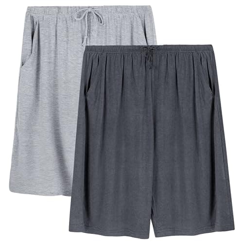 Image of 2 Pack Men's Lounge Wear Pyjama Shorts Super Soft Comfy Men's Pyjama Shorts Bottoms Modal Light and Breathable