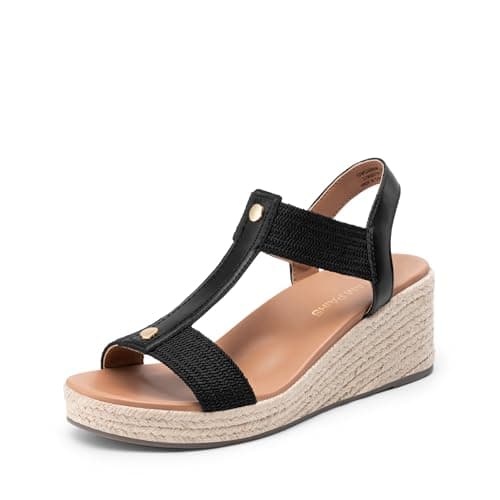 Image of DREAM PAIRS Women's Wedges Sandals - Classic Comfort,Size 5,Black,SDWS26006W