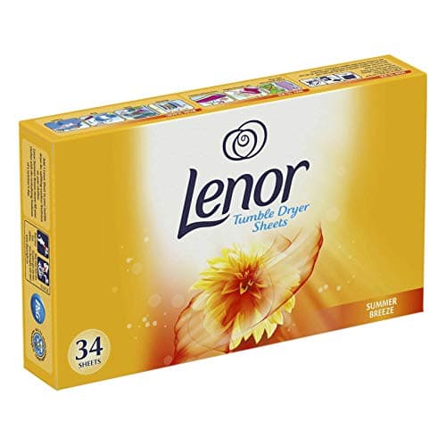Image of 34 Lenor Tumble Dryer Sheets Laundry Fragrance Freshener Softener - Summer Breeze