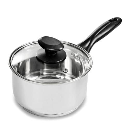 Image of Blackmoor 16cm Stainless Steel Saucepan/Tempered Glass Lid with Steam Vent/PFAS-Free/Suitable for All Hob Types Including Induction/Necessities Range 69819