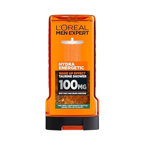 Image of L'Oreal Paris Men Expert Hydra Energetic Wake-Up Shower Gel Powered by Taurine for an Instant Explosive Shot of Energy, 3-in-1 Triple Action for Body Face and Hair, Hydra Energetic, 300ml