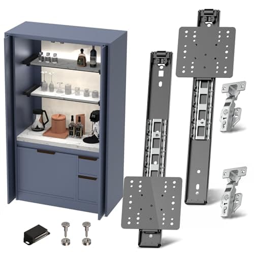 Image of Cabinet Pocket Door Slide Hardware Kit, 16"/400mm 2PCS Inset Sliding Door Hinge System for Hidden Cabinet & Closet Doors, Space Saving Solution for Kitchen, Pantry, Wardrobe