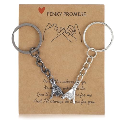 Image of Ouligay 2Pcs Matching Couple Keyring for Boyfriend Girlfriend His Hers Wedding Best Friend Bestfriend Birthday Gift Pinky Promise Romantic I Love You Gift for Her Him Long Distance Relationship