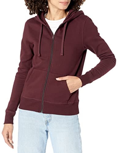 Image of Amazon Essentials Women's Fleece Full-Zip Hoodie (Available in Plus Size), Burgundy, XS
