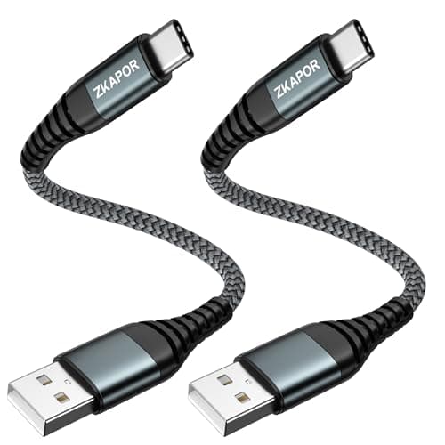 Image of ZKAPOR Short USB C Cable [2Pack 30CM] USB C Charger Cable Nylon Braided Type C Fast Charging Cable Compatible for iPhone 15/15 Pro Max Samsung Galaxy S23, Note 10, Huawei P40/P30, Google Pixel-Grey