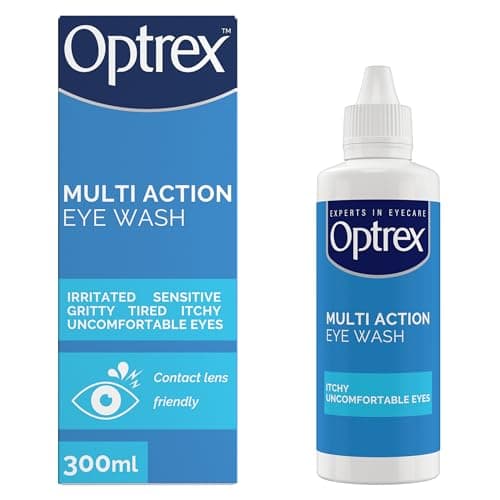 Image of Optrex Multi Action, Eye Wash, 300 ml, for Gentle and Effective Relief, Itchy, Irritated, Tired, Uncomfortable Eyes, Easy to Use,