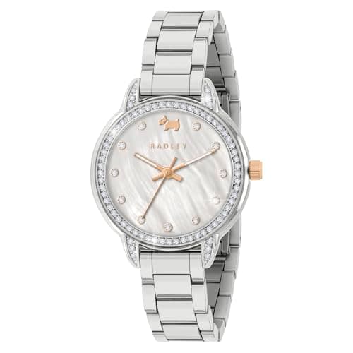 Image of RADLEY Womens Stainless Steel Mother of Pearl Stone Set Bezel Bracelet Watch