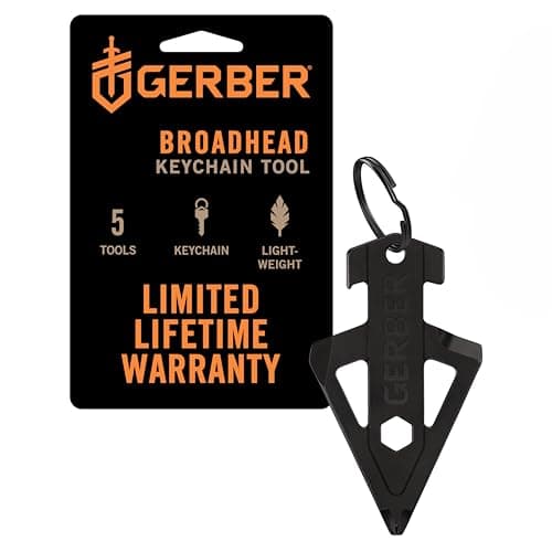 Image of Gerber 1074044 Multifunctional Tool and Keychain for Hunting Enthusiasts, Broadhead with 5 Functions for Small Daily Problems, Length: 6.5 cm, Black, 1074044