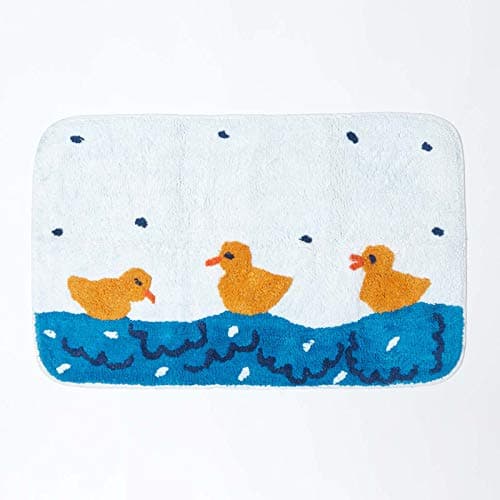 Image of HOMESCAPES Duck Pond Bath Mat, 45 x 75 cm, 1400 GSM rug in 100% Cotton, Non Slip Spray Back, Washable at Home