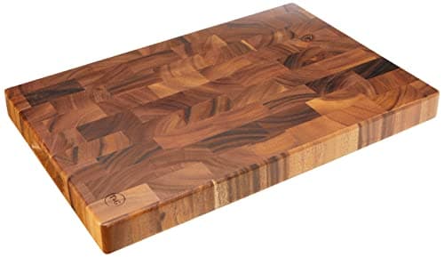Image of T&G Tuscany Rectangular End Grain Chopping Board with Finger Grooves in Acacia, Large, 45 x 30 x 4 cm, 10943