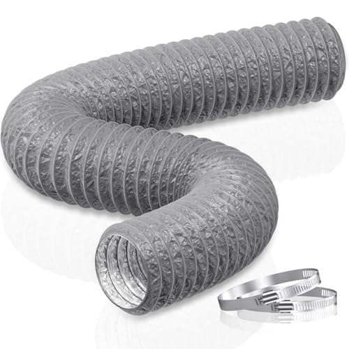 Image of HG Power 100mm Air Ducting PVC Aluminium Dryer Vent Hose Length 5m Flexible Ventilation Duct with Clamps for Bathroom, Kitchen, Toilet, Hydroponics Extractor Fan,Grey