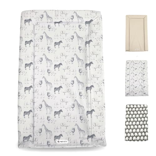 Image of My Babiie Changing Mat - Padded, Waterproof, Raised Edges, Easy Wipe Clean, Baby Nappy Change Mat - Safari