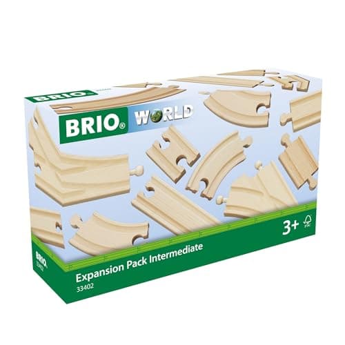 Image of BRIO World Intermediate Expansion Pack Wooden Railway Track – Train Track Extension Pieces & Switch Tracks Add-On, Compatible with BRIO World Trains, Sets & Accessories, Kids 3 Years and Up