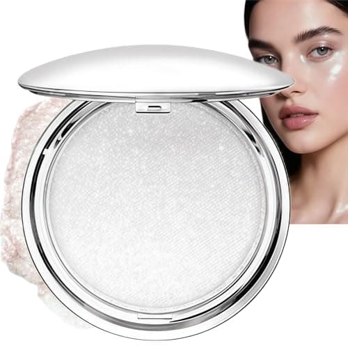 Image of Shimmer Glow Highlighter Cream,Waterproof Makeup Powder Highlighter with Body Glitter,Lightweight Radiant Makeup Powder High-lighter,Soft Glitter High-lighter,Face Make-up for Women,Easy to Use(White)