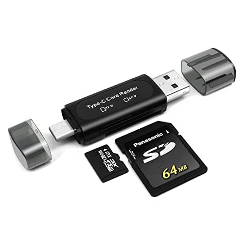 Image of AIYEEN SD Card Reader, 4-in-1 USB C SD Card Reader Dual Slot OTG Memory Card Adapter for TF/Micro SD/SD/SDXC/Micro SDXC/Micro SDHC Memory Cards (Black)
