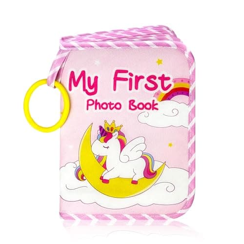 Image of HiABsee Baby Photo Album Photo Book Holds 17 6x4 Photos Soft Cloth My First Photo Album for Baby Shower Party Unicorn Memory Album Newborn Boys Girls