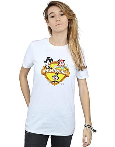 Image of Absolute Cult Animaniacs Women's Logo Crest Boyfriend Fit T-Shirt White XXXX-Large