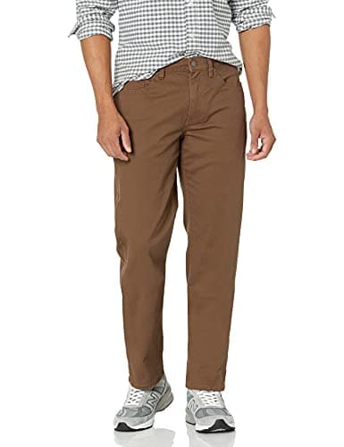 Image of Amazon Essentials Men's Straight-Fit 5-Pocket Stretch Twill Trousers, Brown, 36W / 34L