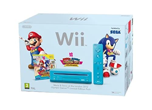 Image of Nintendo Wii Console (Blue) with Mario and Sonic at the London 2012 Olympic Games (New Slim-Style)