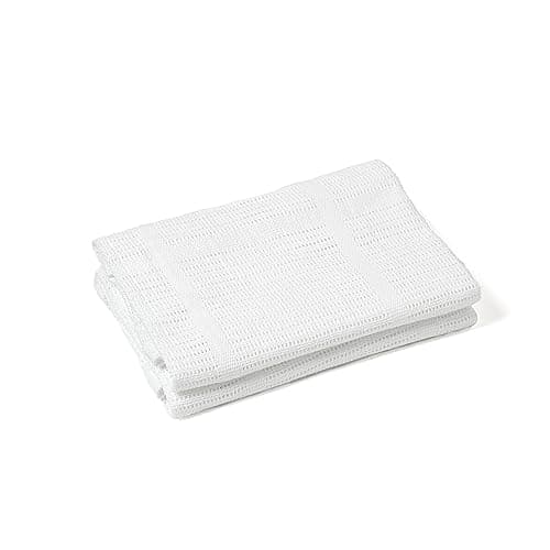 Image of Clair de Lune Cellular Blanket | Twin Pack | 100% Cotton | Breathable Newborn Wrap/Swaddle | Suitable from Birth | Baby Essentials for Travel/Pram/Moses Basket | 70 x 90 cm (White)