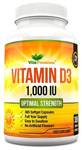 Image of Vitamin D 1,000 IU, Optimal Strength Vitamin D3 Supplement, 365 Easy to Swallow Softgels - Full Year Supply