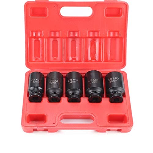 Image of Youyijia 5PCS 1/2" Axle Hub Nut Socket Set - 30-36mm Metric Impact Socket Tool Kit