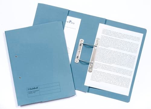 Image of Exacompta - Ref 349-BLUZ - Guildhall - Pocket Spiral File, 315gsm Heavyweight Manilla, Holds A4 & Foolscap Documents, Left Hand Pocket, Blue Angel Certified - Blue, Pack of 25