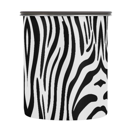 Image of Quteprint Stainless Steel Coffee Storage Containers with Airtight Lid, Zebra Animal Print Skin 17oz Food Storage Container Kitchen Canister for Tea, Coffee Beans, Ground, Sugar Storage