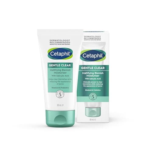 Image of Cetaphil Gentle Clear Mattifying Blemish Face Moisturiser, Face Cream, Hydrates Skin and Clears breakouts, with Salicylic Acid for Sensitive Skin, Packaging May Vary