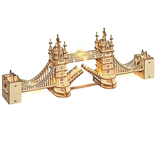 Image of Rolife 3D Wooden Puzzles Tower Bridge Craft Model Kits for Adults to Build Birthday Gift for Family and Friends 113 Pieces