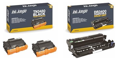 Image of 2x TN3480 Black Compatible Toner Cartridge & 1x DR3400 Drum Unit for Brother DCP-L5500DN DCP-L6600DW HL-L5000D HL-L5050DN HL-L5100DN HL-L5100DNT HL-L5200DW HL-L5200DWT HL-L6250 HL-L6250DN Printers