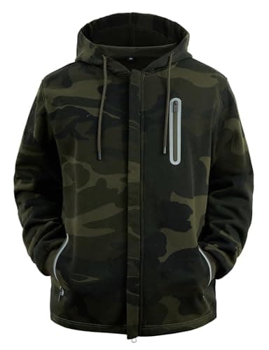 Image of Wirltte Men's Hoodie Zip up Hooded Sweatshirt Full Zip Work Hoodies with Zipper Pockets Camouflage L